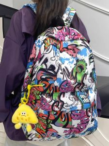 OUDENGPAI | Large Capacity Backpack For Junior High School Students Boys And Girls Double Shoulder Bag American High Street Style Backpack