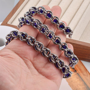 สร้อยคอแบบทำมือคลิปสแตนเลสสร้อยคอลูกปัดหลากสีฮิปฮอปห่วงโซ่อุตสาหกรรมหนัก