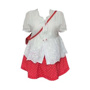 Plus Size Plus Size Ladies Anti-Aging Outfits Short-Sleeved Shirt Two-Piece Overskirt Suit Womens Summer Super Beautiful Denim Casual Wear a Complete Set