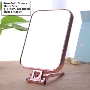 Portable Folding Desktop Makeup Mirror Dual-Sided Handle High Definition Beauty Student Bedroom Compact Mirror Personal Care