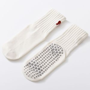 Red Anti-slip Yoga Socks Professional Womens Mid-calf Fitness Floor Socks Adult Pilates Socks Indoor Sports Gym Accessories