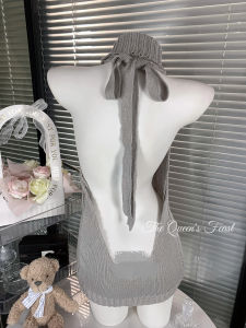 Áo Len Cổ Cao Hở Lưng Gợi Cảm Cho Nữ Áo Len Dệt Kim Ôm Vừa Vặn Mùa Thu Đông Không Tay Dài Vừa Phải