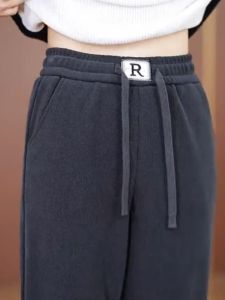 High Waist Wide Leg Pants Womens Spring Autumn Gray Casual Long Trousers Narrow Style Drawstring Sweatpants Drapey New Arrival