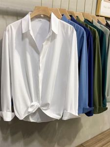 Long Sleeve Mens White Shirt Anti-Wrinkle Easy Care Slim Fit Business Casual Thin Outerwear Spring Autumn Pure Color Button down