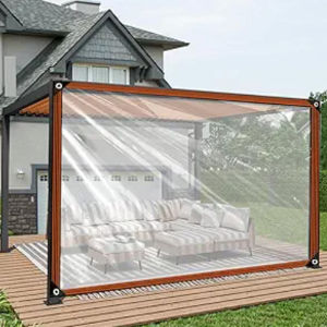 Bạt Phủ Trong Suốt Chống Thấm Nước Chống Tia UV Dày Dặn Chống Rách Bền Làm Từ Nhựa Vinyl Có Lỗ Xỏ Dây Dùng Che Mưa Cho Vườn.