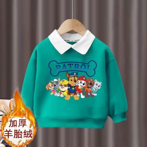 Yellow Duck Childrens Clothing Cartoon Paw Patrol Long Sleeve Polo Neck Two-Piece Sweatshirt Sportswear for Winter Casual Wear