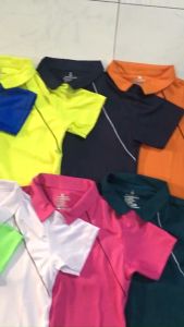 A051 - Áo cộc tay cổ trụ dậy kéo 2 sọc thể thao tập gym yoga tennis golf vải thun lạnh siêu mịn mát