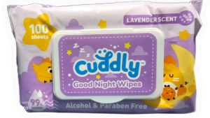 Cuddly Good Night Baby Wipes Lavender Scent 100 Sheets