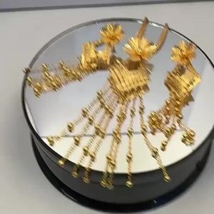 24K ทองดอกไม้พู่ต่างหูสร้อยคอจี้ชุดดูไบเจ้าสาวผู้หญิงเครื่องประดับแต่งงาน