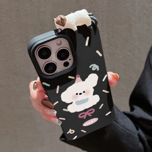 Cute Dog 3D Cute Cat Phone Case For iPhone 17 Pro Max Air Lychee Pattern Cover iPhone 16 11 15 12 13 14 Pro Max 15 16 Plus Funda