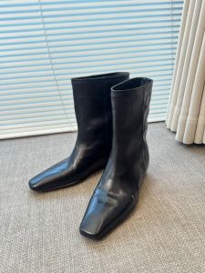 CAIZINI | Retro Square Toe Loose Mid-calf Heel Boosting Short Boots