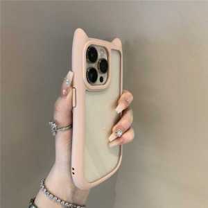 Creative Cat Ears Phone Case Transparent Protective Shell for iPhone 15 pro Max 14 PM 13 Unique 12 Trendy 11 Anti-Fall for Men Women Couples