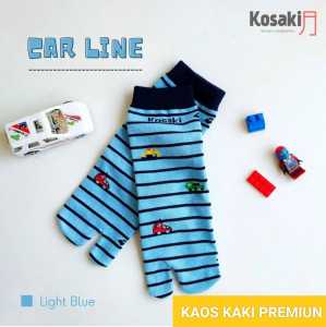 Kaos Kaki Anak Laki-laki Motif Kosakids CAR LINE Kaos Kaki Premium Jempol Motif Dobel Tumit Dobel Nylon-Light Blue