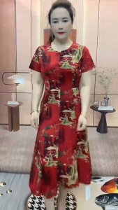 Yitiaoyu Womens Stretch Plus Size Dress Fashion Loose Print Long Skirt.