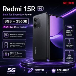 Redmi | 2026 new Redmi 15R 5G 8GB+256GB Phone 6.9 Eye-Care Display 120Hz Dimensity 6300 6000mAh Battery 33W Charge Slim Design