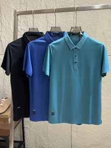 Smooth Silk Cotton Short Sleeve POLO Shirt Mens Fashion Business Solid Color Seamless Heat Pressed Summer New Arrival