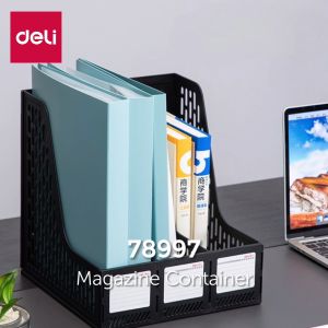 Deli Magazine Container File Tray: Rak Box File Tempat Dokumen Bahan Plastik 3 Sekat 78997 9843ES