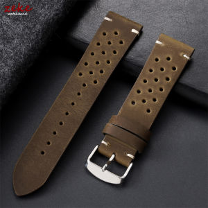 Watchband 18mm 19mm 20mm 21mm 22mm 24mm Handmade Stitching Cowhide Strap for Omega Men Perforated Breathable Wristband for Seiko
