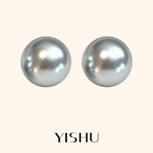YISHU | Earrings 925 Silver Real Mom Gray Pearl 12mm