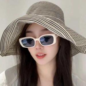 Mũ Che Nắng Có Thể Gập Lại Mùa Hè Mới Phong Cách Hàn Quốc Mũ Chống Nắng Họa Tiết Sọc Tươi Mũ Đi Biển Rộng Rãi Cho Phụ Nữ