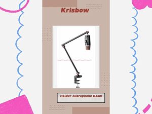 Krisbow Holder Microphone Boom Arm Slim Light Alat Tatakan Mic Podcast Model Dimeja Dilengkapi Lampu LED