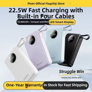 PISEN | Portable Fast Charging Mini Power Bank 10000mAh With Built-in Cable Custom Logo Printing And Engraving