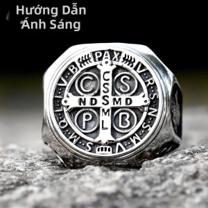 2023 Nam Tôn Giáo Nhẫn 316L Thép Không Gỉ Cao Cấp Đánh Bóng Cổ Điển Hình Học Thời Trang Món Quà Trang Sức