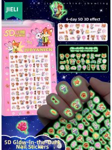 JIELI | Glowing 3D Stereo Relief Cartoon Zootopia Themed Nail Stickers