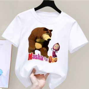 Kaos Anak Cewek Motif Masha And The Bear Oblong Anak 2-12 Tahun