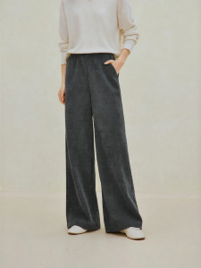 INMAN | Waffle Velvet Loose Fit Vertical Slim Trousers Straight Long Pants