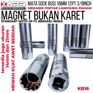 APRMATA SOCK BUSI 14MM TYPE KB14MAGNET 3/8INCH 12PT KUNCI BUSI RACING MEWAH KUALITAS GRNSI 3THN