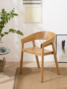 Nordic Style Solid Wood Designer Chair with Armrests And Backrest Luxury Modern Simple Original Wood Dining Chair for Adults