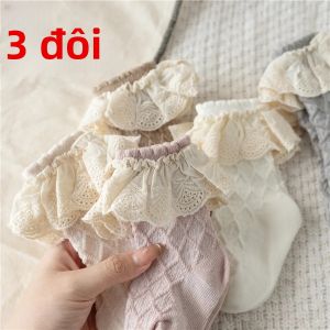 3 Đôi Tất Cho Bé Gái Ren Tất Bộ Trẻ Sơ Sinh Công Chúa Tập Đi Mềm Mại Lưới Tất Ngắn Họa Tiết Hoa Dễ Thương Đan Cho Bé Từ 0-5 Tuổi