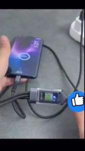 Dây cáp sạc siêu nhanh 3 đầu 100W Micro USB Type C Có bọc vải dù an toàn tiện lợi chất giật chống gãy gập