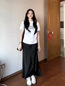 8807 High Waisted A-line Wrapped Fishtail Skirt for Women Summer New High-end Fashion Mid Length Skirt