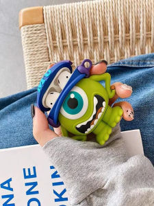 Green Big Eyes Cartoon AirPodsPro3 Protective Case Creative  1/2 Wireless Bluetooth 3rd Gen Earphone Cover Anime Airpods4 Anti-fall Box 5th Silicone Soft Pro2 Korean Trend