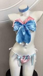 ชุดคอสเพลยกระต่าย บิกินี่ อกแต่งโบว์ สายแบบผูก BF-955