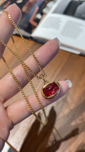 Montagne Jewelry 18K Yellow Gold necklace for women Classic Design Fine Jewellery Natural 3.68 Carat Rubellite Pendant Neckalce