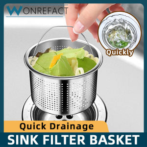 kitchen Stainless Steel Filter Basket For Sink Can Filter Fine food Residues Waste Interceptor With Handle Strainer Drain Accessories