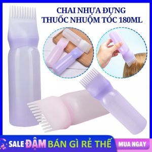 Chai Nhuộm Tóc  Bình Đựng Thuoc Nhuộm Tóc  Bôi Tinh Dầu Dưỡng Có Đầu Lược Chải Và Vạch Đo 180ML - Dụng Cụ Nhuộm Tóc  Chai Nhựa  Lọ Chiết  Dụng cụ Làm Tóc Tại Nhà