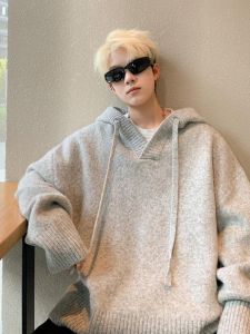 Áo Len Cardigan Dày Có Mũ Trùm Đầu Cho Nam Mùa Thu Đông Mới Rộng Rãi Thoải Mái Phong Cách Cặp Đôi Áo Len Dệt Kim Dài Tay