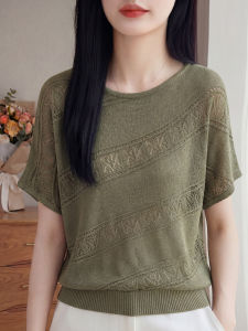 YUEXINYIRONG | Summer Lace Hollow Short Sleeve Knit T-shirt