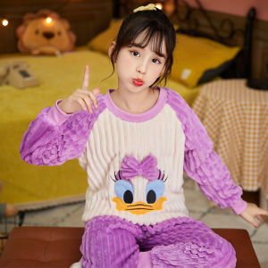 Autumn and Winter Kids Pajamas Flannel Boy Boy Superman Toddler and Children Homewear Thickened Coral Fleece Suit