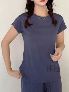 Áo Thun Modal Cổ Tròn Tay Ngắn Dáng Rộng Cho Nữ Mùa Hè Áo Sơ Mi Cơ Bản Tay Lửng Áo Thun Thường Ngày Tay Ngắn Màu Trơn