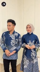 Baju Couple Batik Pasangan Kemeja Atasan Wanita Tunik Lengan Panjang Anggek Batik Kembar Putra