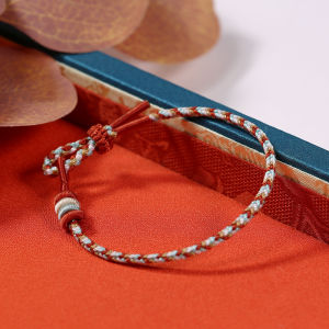 Handwoven Thin Style Mens Bracelet with Lucky Beads Simple Design Fashionable Jewelry Gift Fresh out Original Design Mixed Material