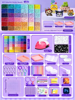 Super Deal | DIY Beads Kit / Fuse Beads Craft Kit / Full Set of Materials & Tools / DIY Handmade Toy Gift