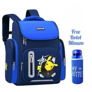 "NIQABIS"Tas Ransel 2in1 Karakter Pikacu Ransel Anak Sekolah Laki Laki SD PAUD TK Free Botol Minum