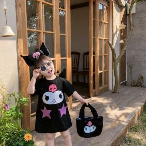1-9 năm kuromi Váy công chúa em bé Cô Gái Hoạt hình mùa hè Áo phông ngắn tay Đầm đen Sanrio Trang Phục Cosplay