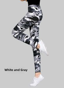 Womens Camouflage Base Layer Pants Milk Silk Flocking Elastic Capri/Pants High Waist Versatile Long Trousers Spring 2019